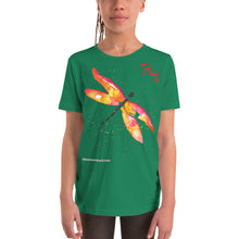 Load image into Gallery viewer, Dragonfly &quot;Fly&quot; Red-Orange Youth T-Shirt
