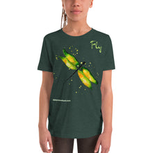 Load image into Gallery viewer, Dragonfly &quot;Fly&quot; Green Youth T-Shirt
