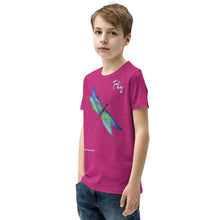 Load image into Gallery viewer, Dragonfly &quot;Fly&quot; Blue Youth T-Shirt
