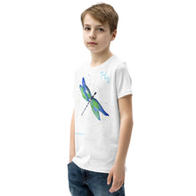 Load image into Gallery viewer, Dragonfly &quot;Fly&quot; Blue Youth T-Shirt
