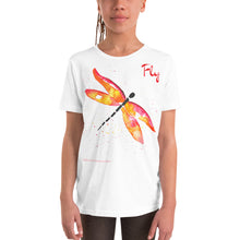 Load image into Gallery viewer, Dragonfly &quot;Fly&quot; Red-Orange Youth T-Shirt
