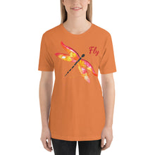 Load image into Gallery viewer, Dragonfly Red-Orange &quot;Fly&quot; Short-Sleeve Unisex T-Shirt
