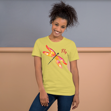 Load image into Gallery viewer, Dragonfly &quot;Fly&quot; Red-Orange Unisex T-Shirt
